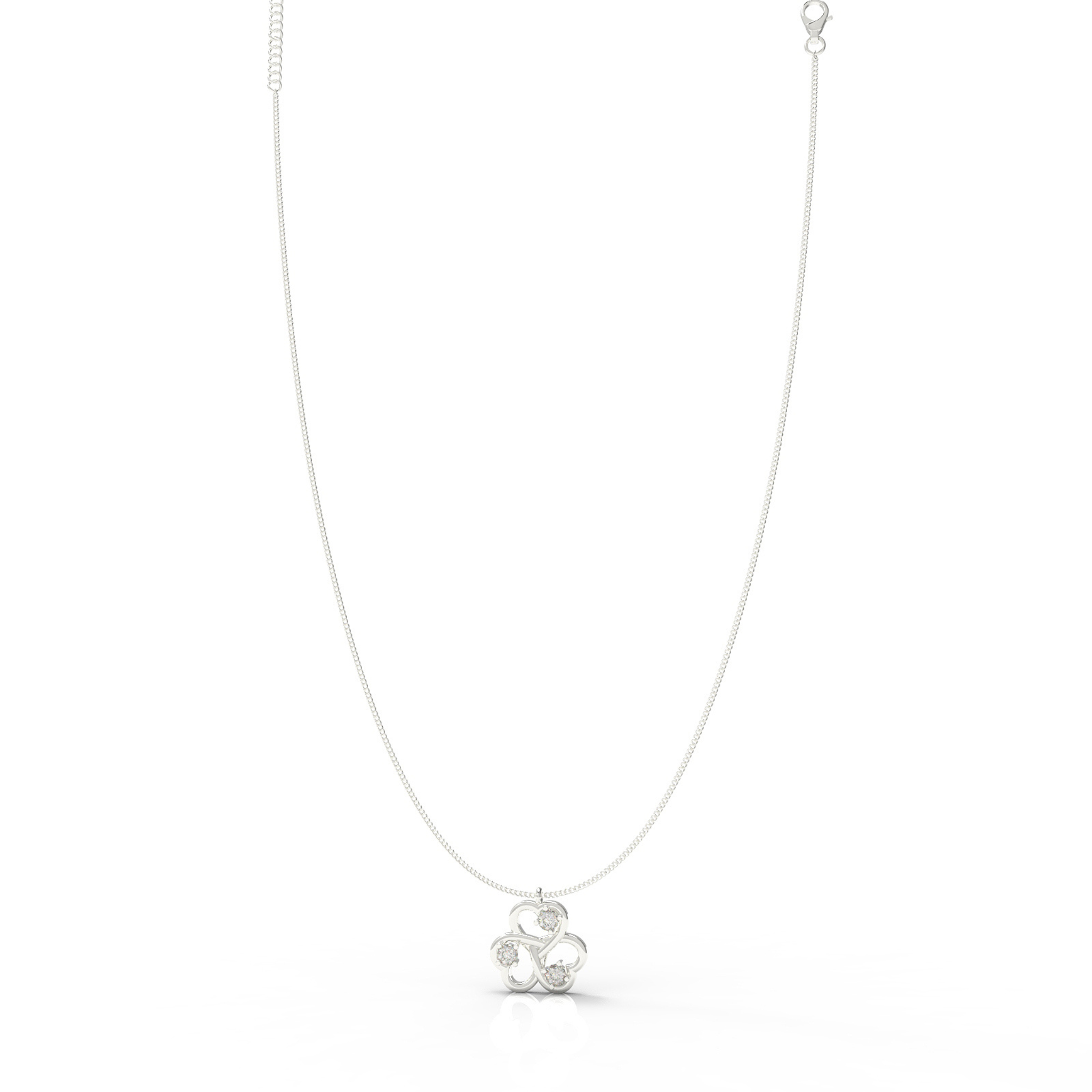 Trio Heart Pendant With Chain, Hallmarked 925 Sterling Silver
